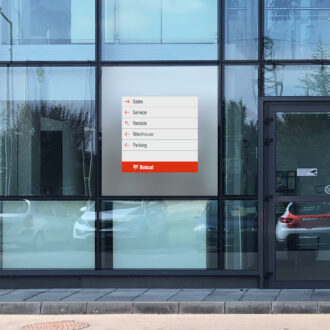 Wall mounted Bobcat directional sign