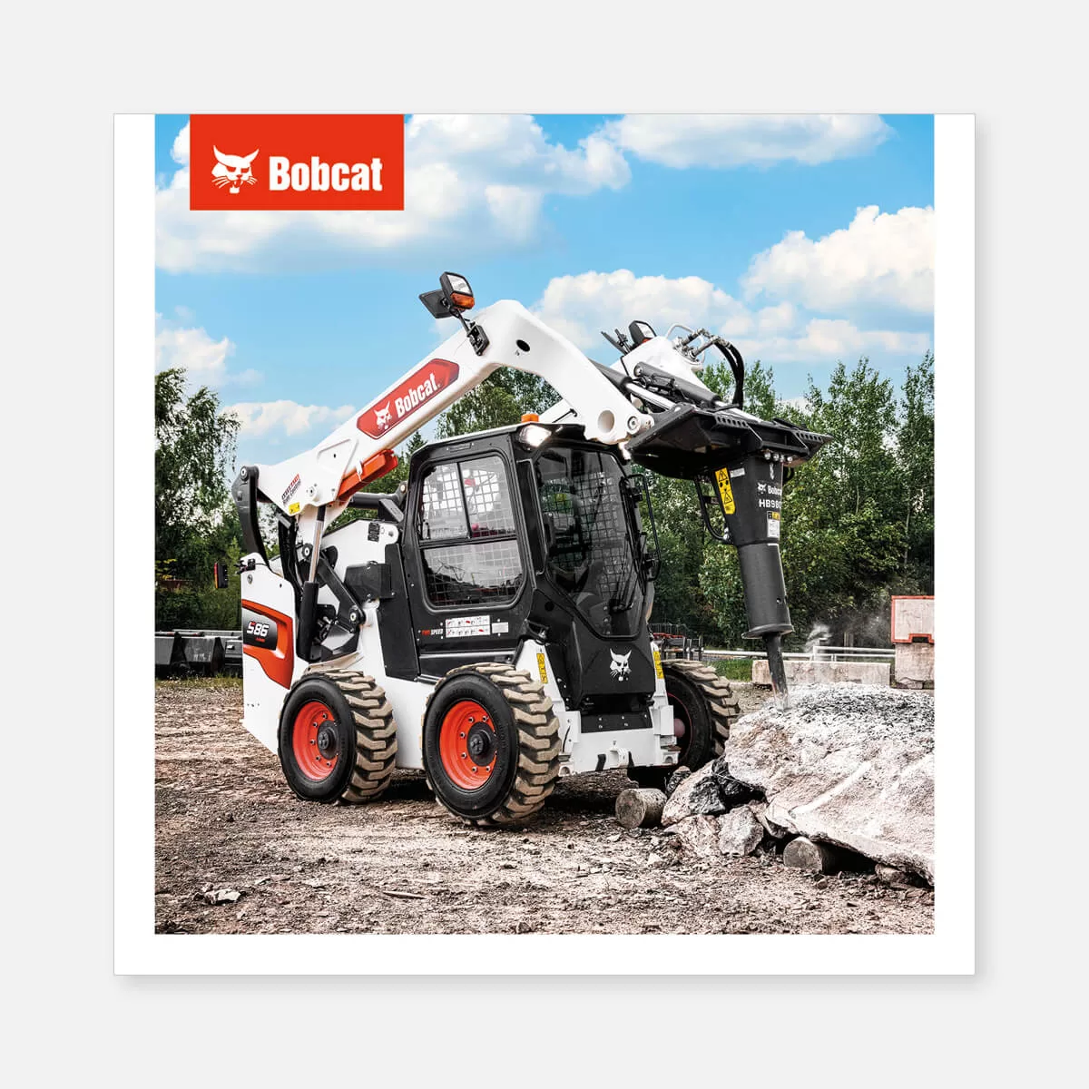 Product poster on canvas – S86 skid steer loader with a breaker attachment