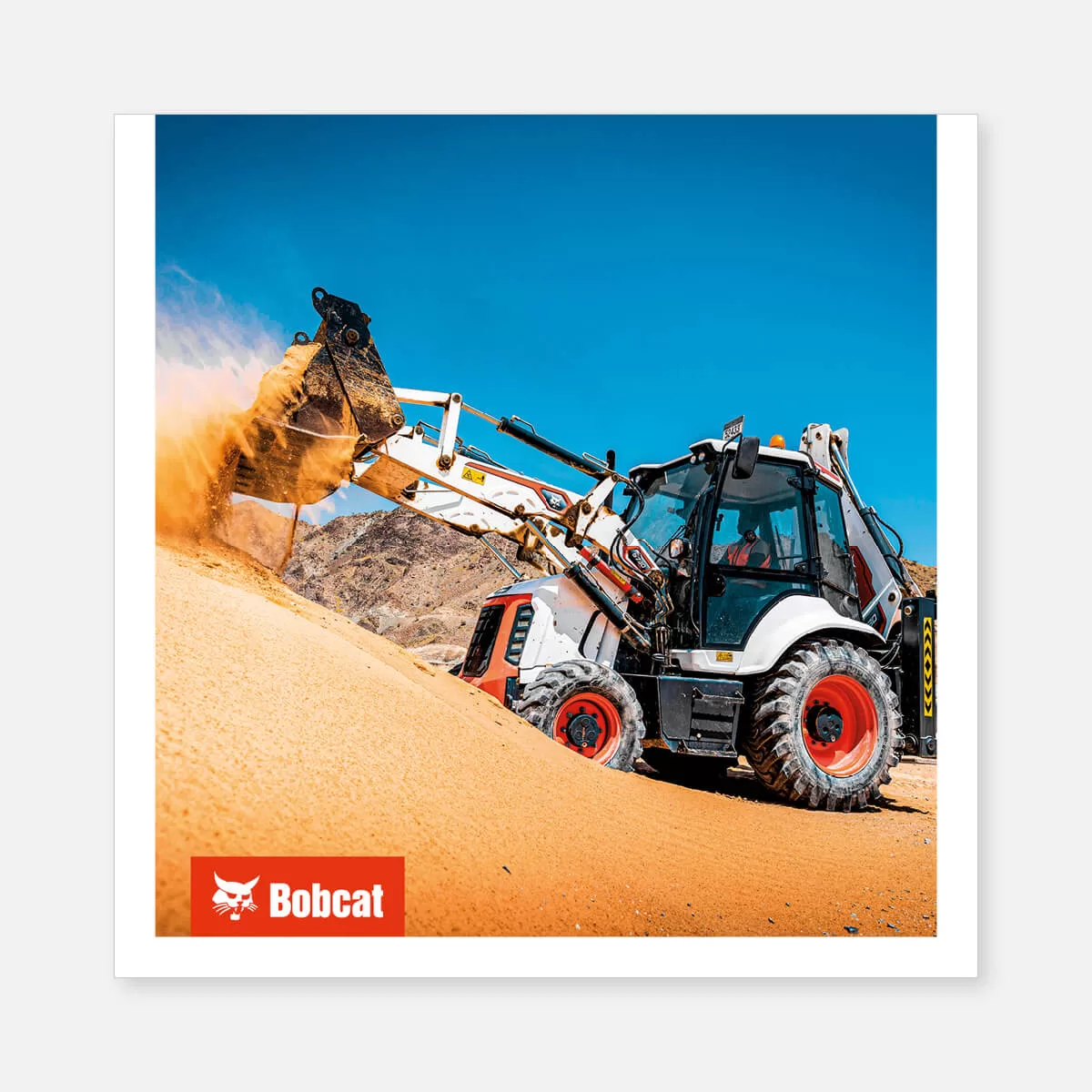 Product poster on canvas – B730 backhoe loader loading sand