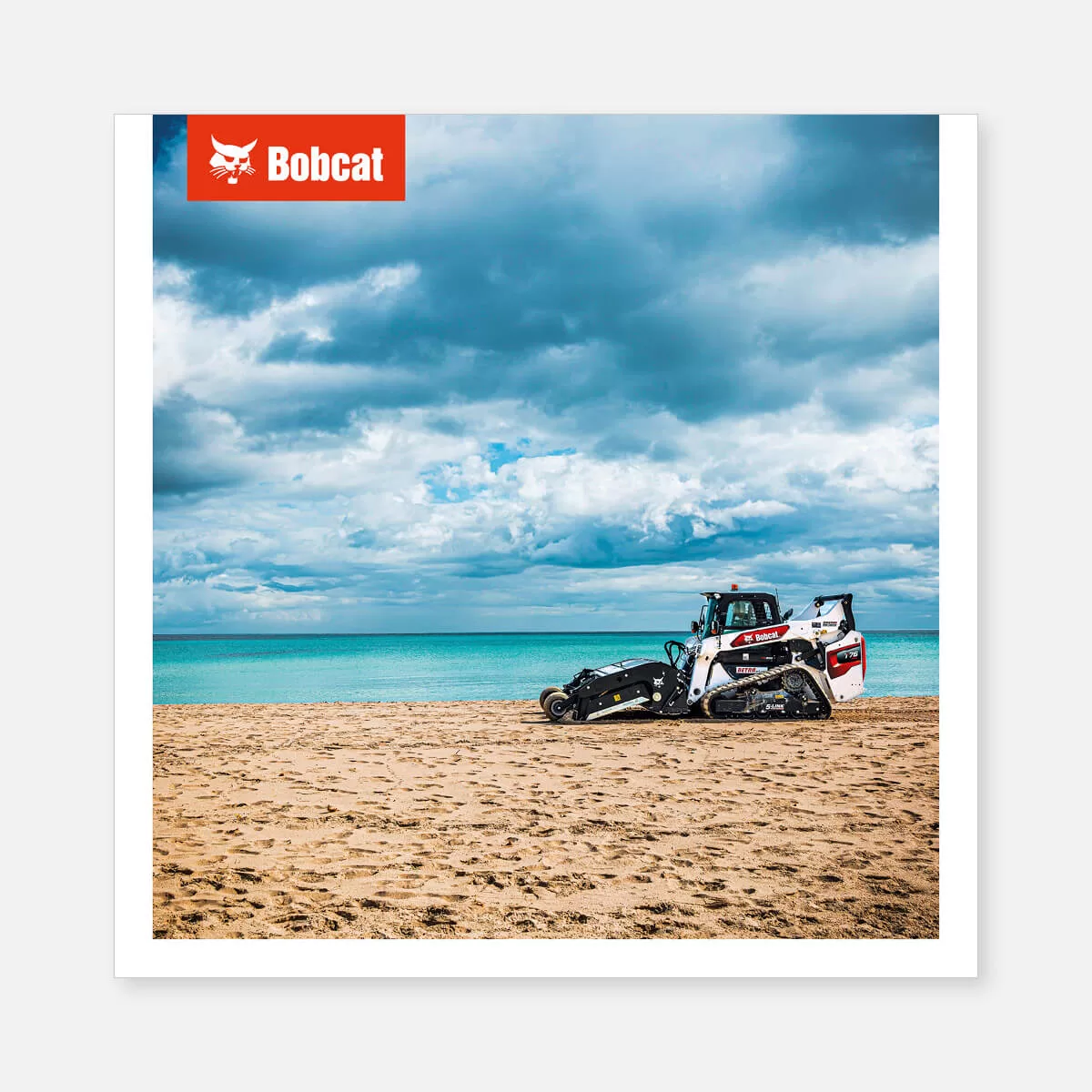 Product poster on canvas – T76 compact track loader leveling the beach